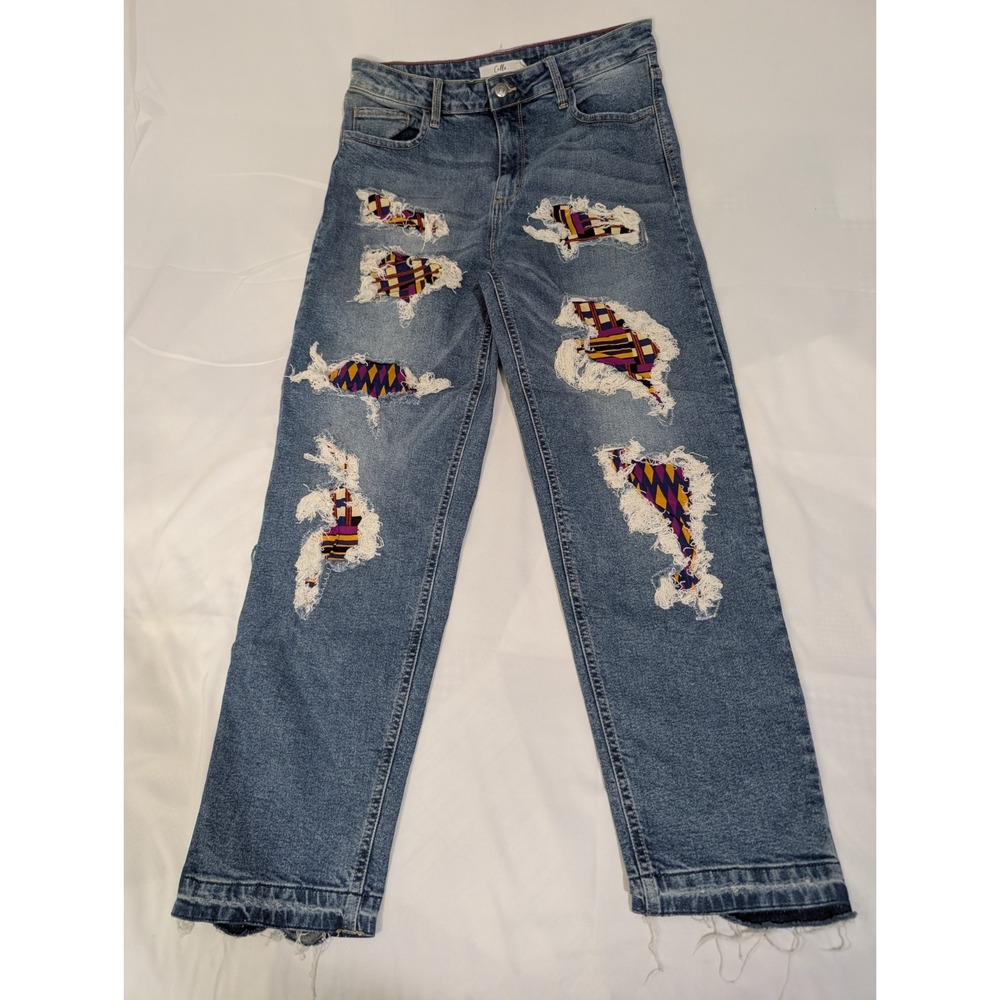 Cello Women's Size 15/32 Custom Patchwork Distressed Straight Jeans Reworked